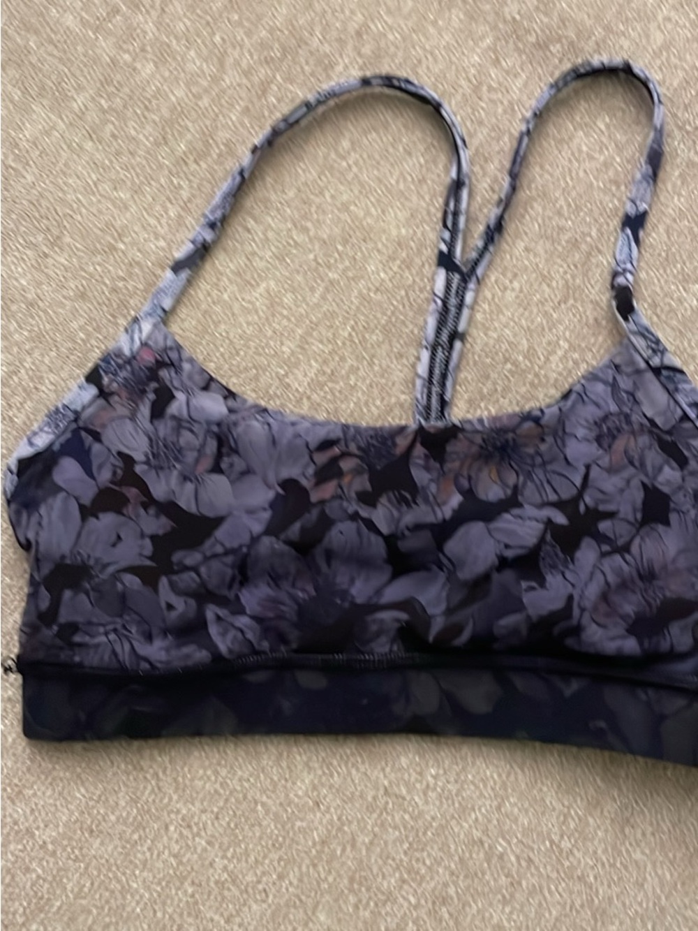Lululemon Floral Print Strappy Bralette - Black & Gray size 4